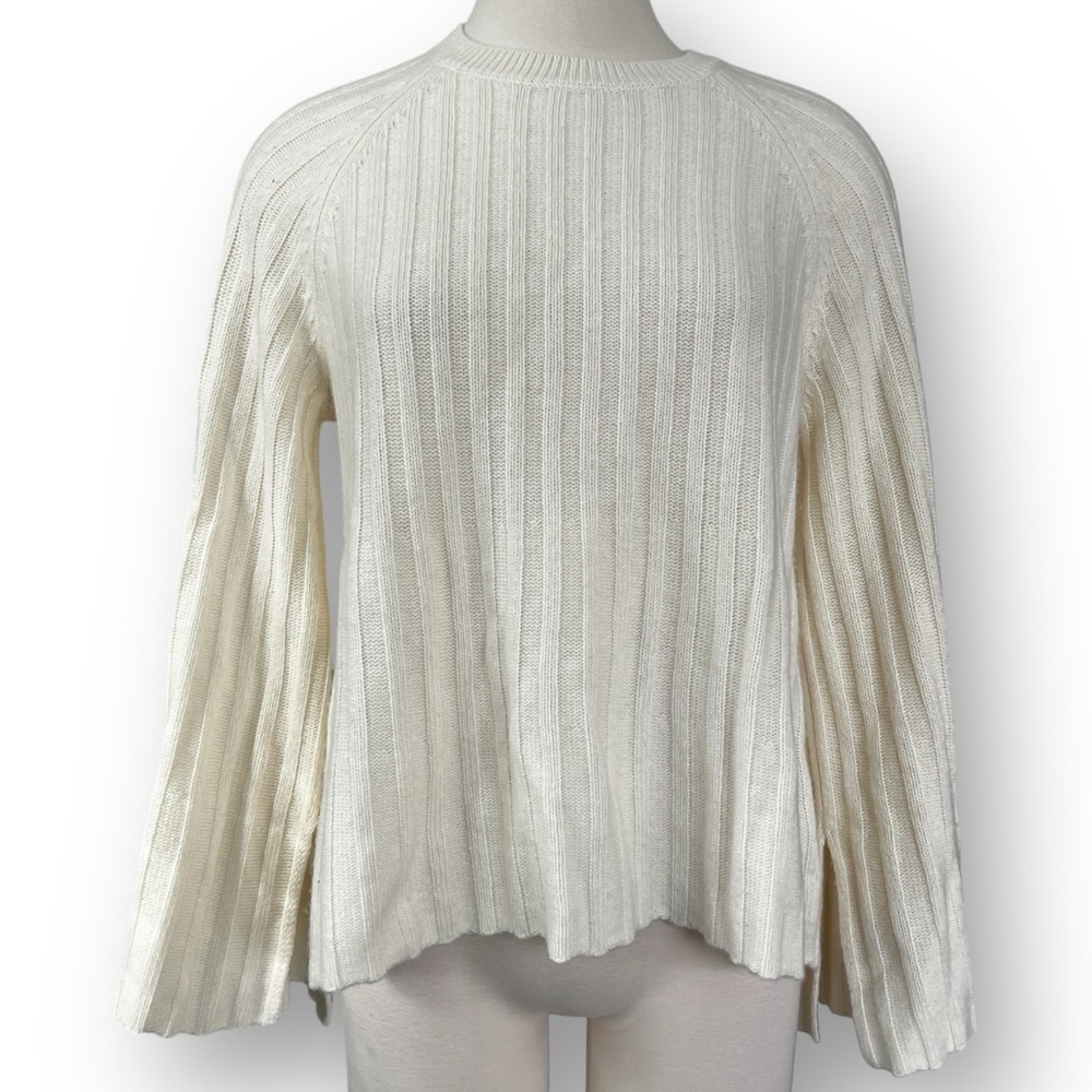 NWT Elizabeth & James Ribbed wool and Cashmere Blend Knit Pullover Ivory Sweater